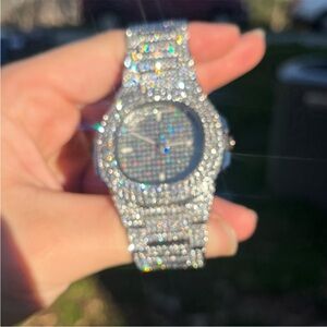 VVS Bustdown Simulated Diamond Stainless Steel Iced Out Luxury Hip Hop Watch